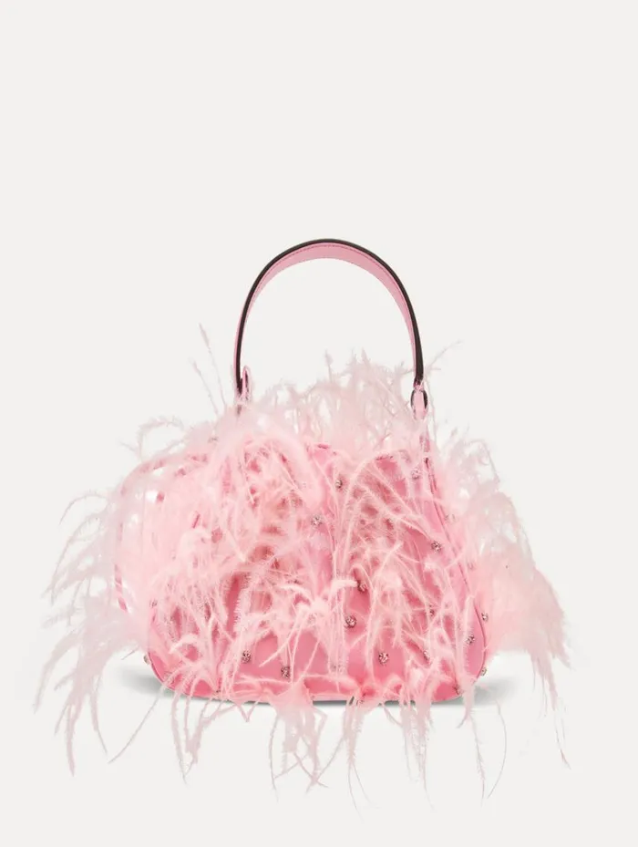 Women Ostrich Feather O Handle Bag Pink Oscar De La Renta Handbags Women Ostrich Feather O Handle Bag Pink Oscar De La Renta Handbags