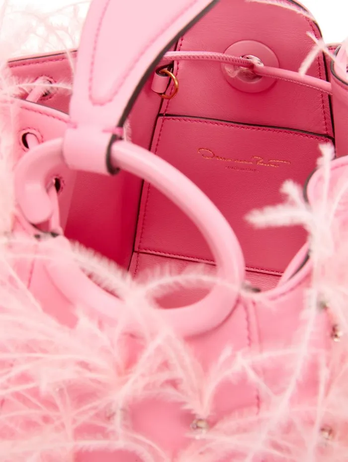 Women Ostrich Feather O Handle Bag Pink Oscar De La Renta Handbags Women Ostrich Feather O Handle Bag Pink Oscar De La Renta Handbags