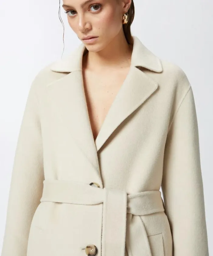 Women Outerwear Pinko Long Doublelayered Cloth Coat With Belt Beige Women Outerwear Pinko Long Doublelayered Cloth Coat With Belt Beige