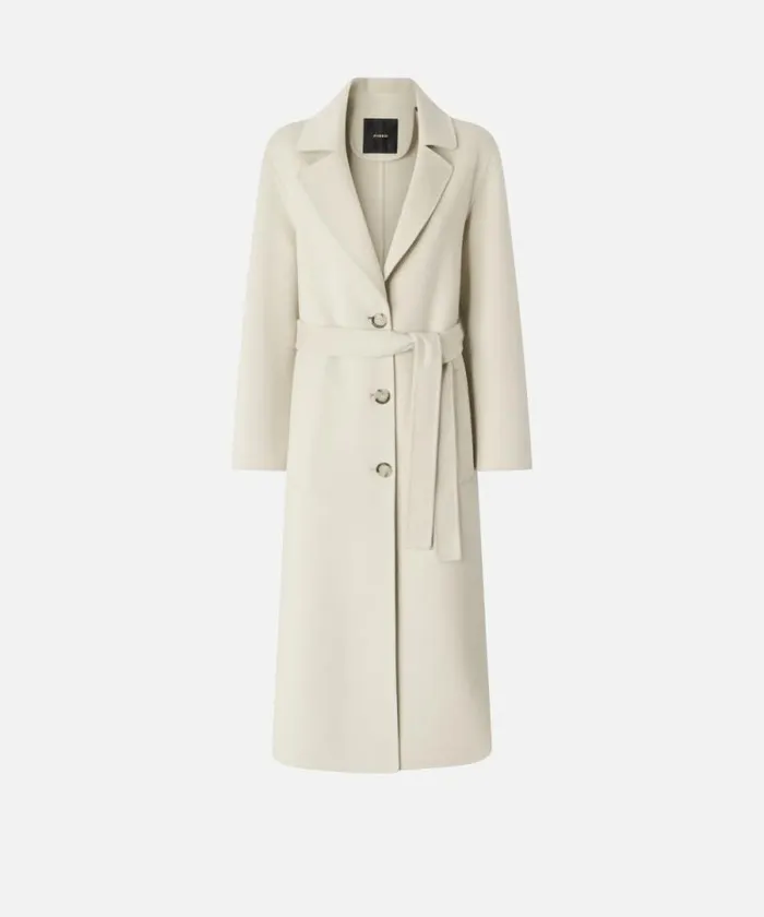 Women Outerwear Pinko Long Doublelayered Cloth Coat With Belt Beige Women Outerwear Pinko Long Doublelayered Cloth Coat With Belt Beige