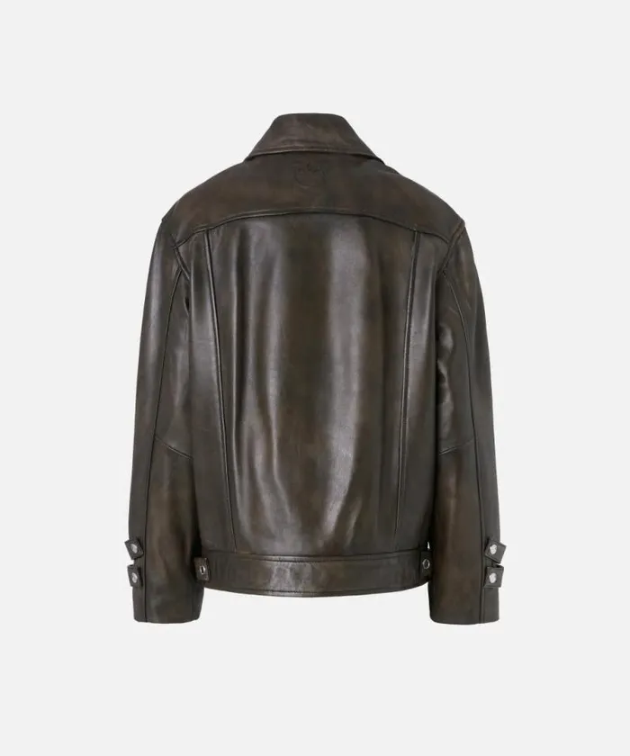 Women Outerwear Pinko Oldeffect Leather Jacket Caviar Black