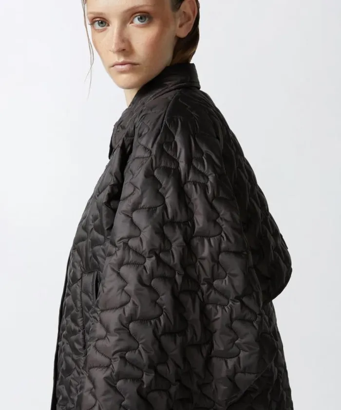 Women Outerwear Pinko Padded And Quilted Jacket With Collar Very Dark Brown Women Outerwear Pinko Padded And Quilted Jacket With Collar Very Dark Brown