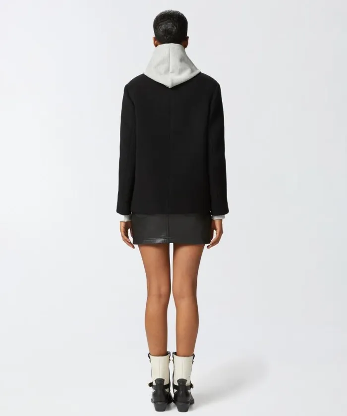 Women Outerwear Pinko Short Doublebreasted Cloth Pea Coat Limo Black