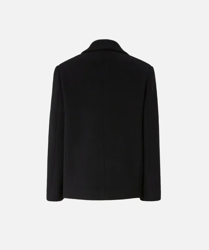 Women Outerwear Pinko Short Doublebreasted Cloth Pea Coat Limo Black