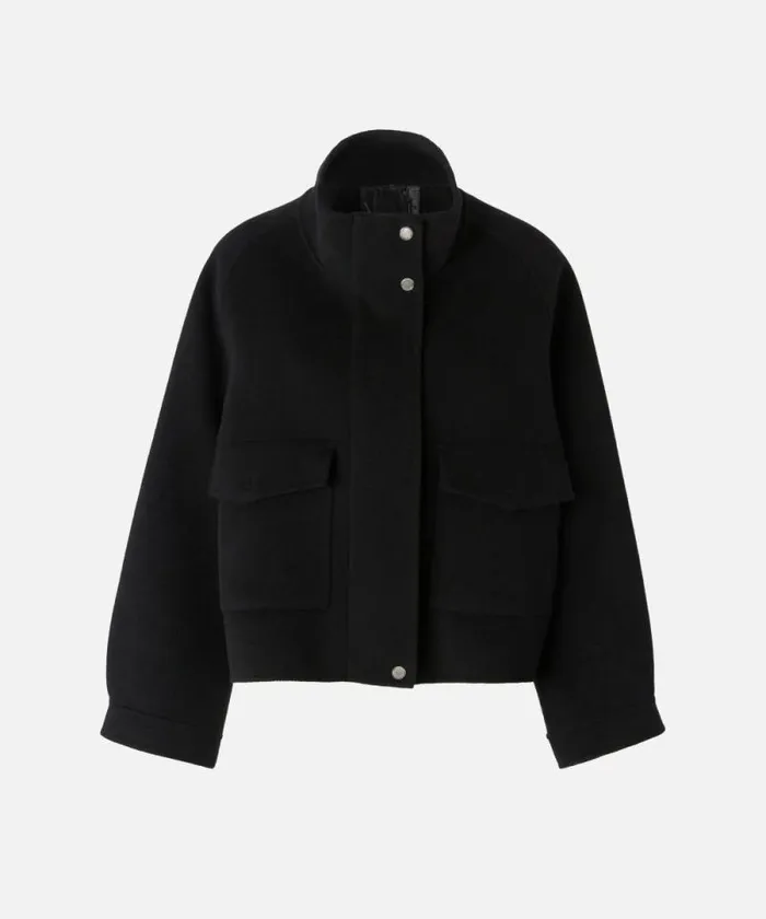 Women Outerwear Pinko Short Doublelayered Cloth Coat With High Neck Limo Black Women Outerwear Pinko Short Doublelayered Cloth Coat With High Neck Limo Black