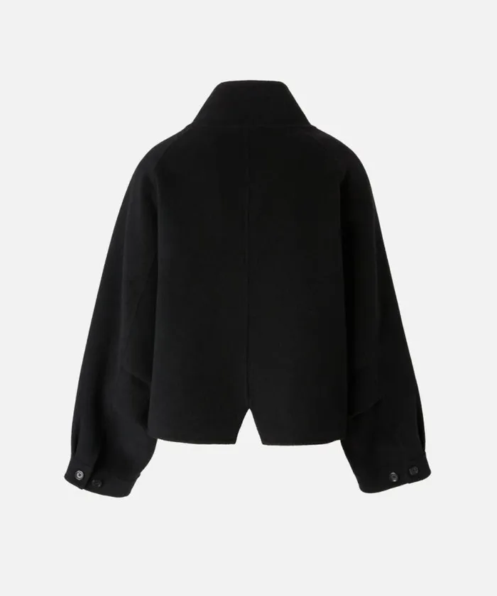 Women Outerwear Pinko Short Doublelayered Cloth Coat With High Neck Limo Black Women Outerwear Pinko Short Doublelayered Cloth Coat With High Neck Limo Black