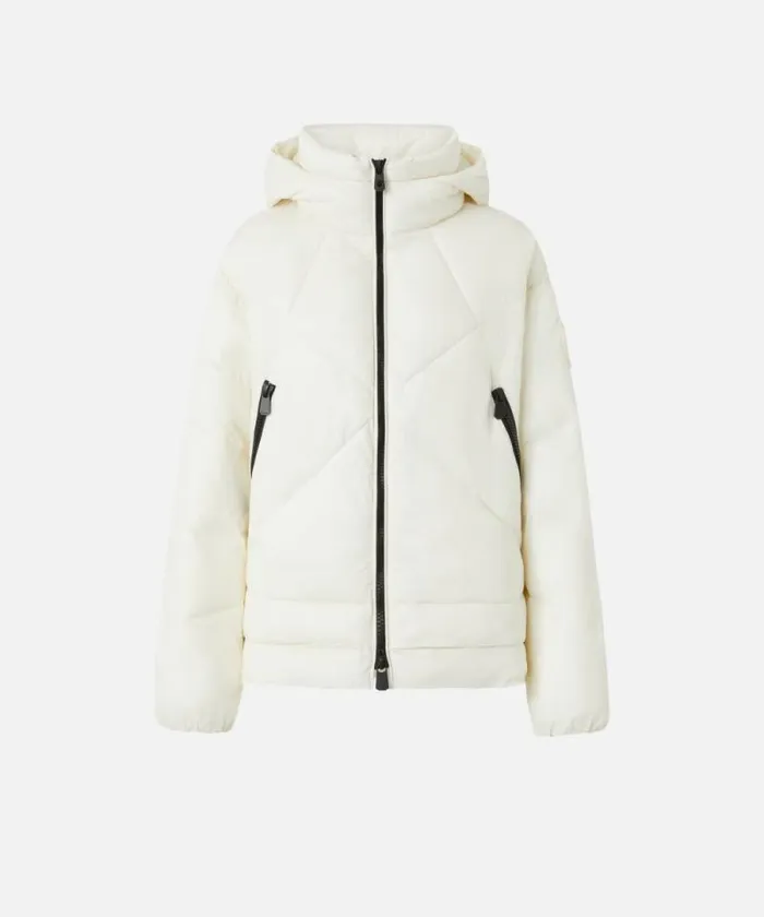 Women Outerwear Pinko Technical Canvas Padded Puffer With Hood Silk White Women Outerwear Pinko Technical Canvas Padded Puffer With Hood Silk White