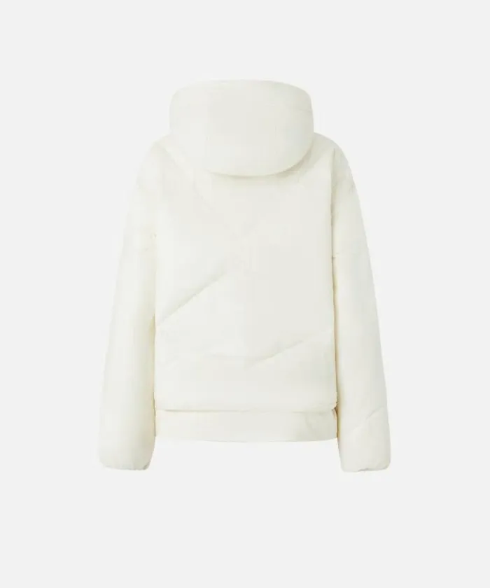 Women Outerwear Pinko Technical Canvas Padded Puffer With Hood Silk White Women Outerwear Pinko Technical Canvas Padded Puffer With Hood Silk White