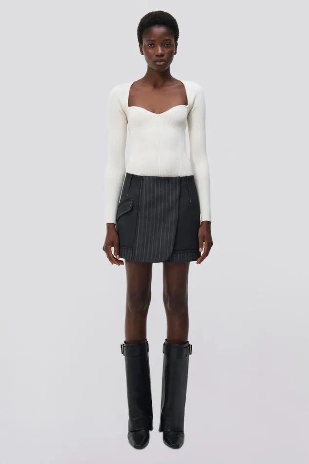 Women Payton Skirt Grey Pinstripe Multi Jonathan Simkhai Pants and Bottoms