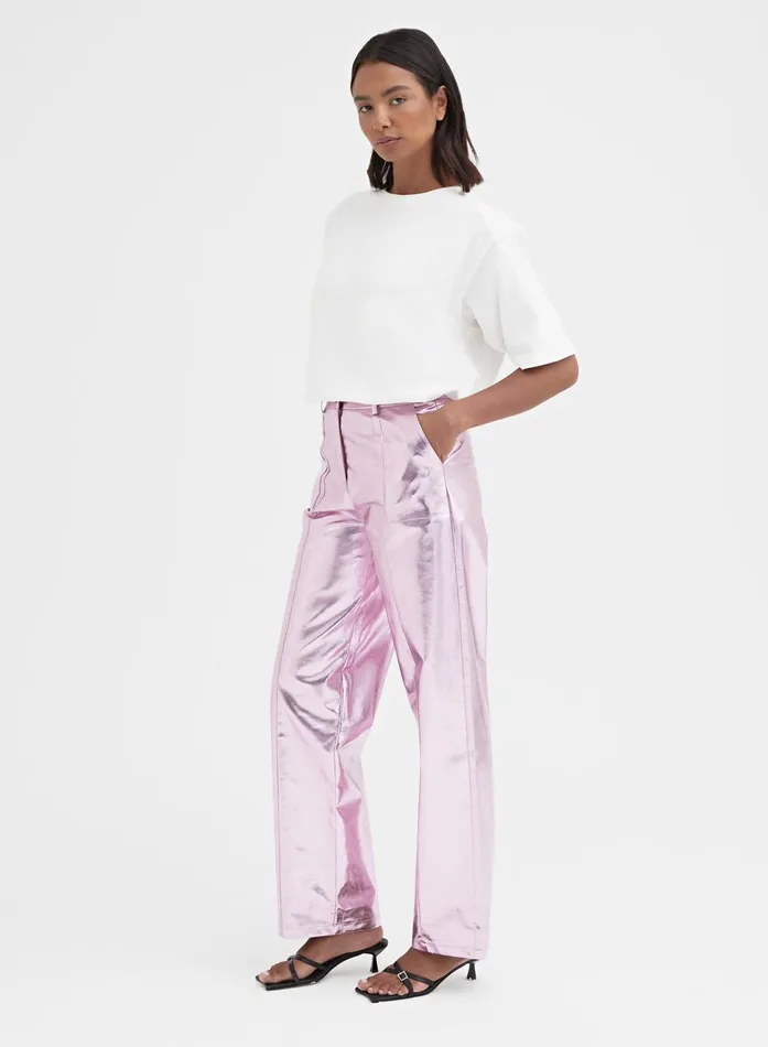 Women Pink Metallic Faux Leather Trouser 8211 Zelda 4th and Reckless Pants
