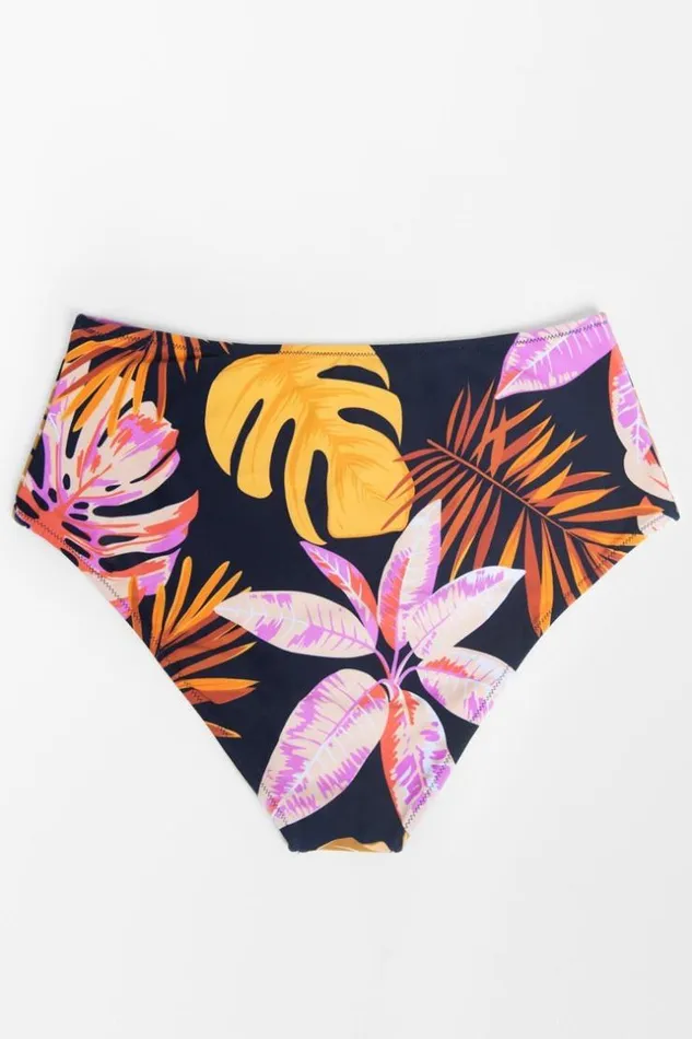 Women Plus Size and Curve Bikinis Cupshe Makayla Tropical High Waist Plus Size Bikini Bottom Multicolor