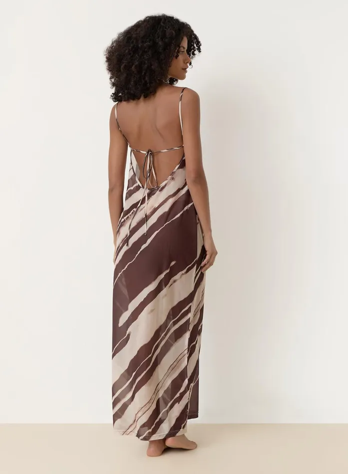 Women Printed Sheer Mesh Maxi Dress Ocean 4th and Reckless Dresses