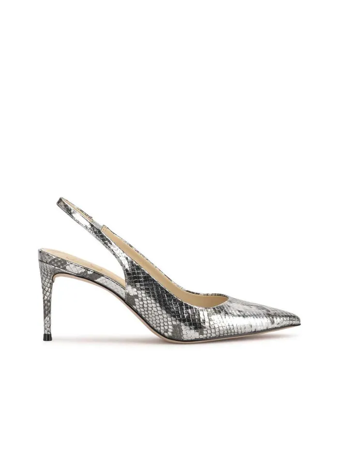 Women Pumps Jessica Simpson Souli Sling Back Heel In Chrome Snake