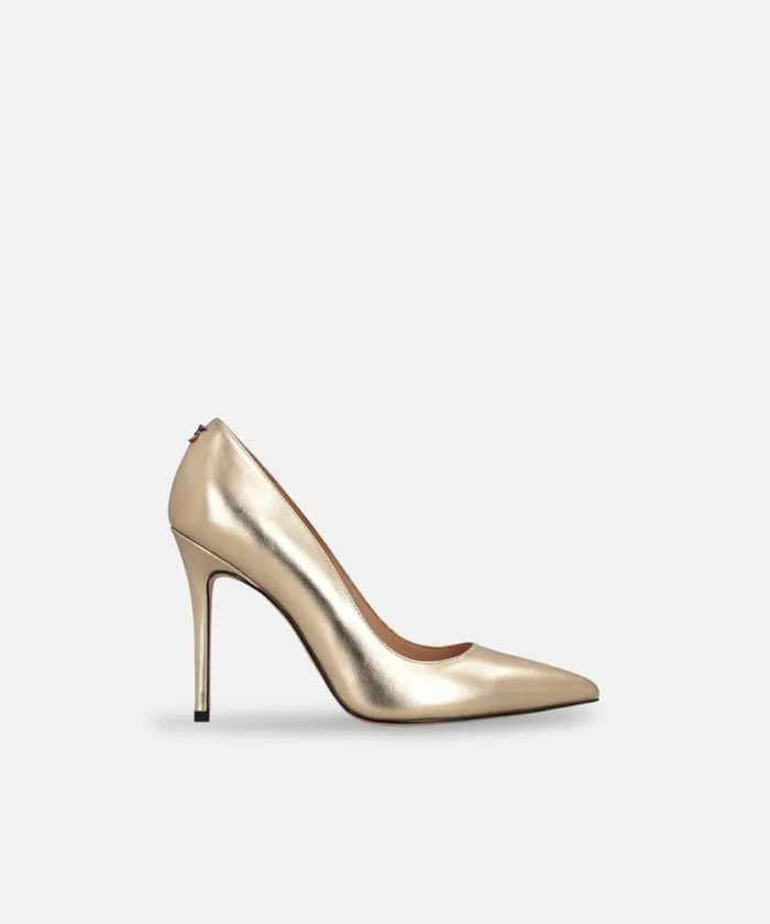 Women Pumps Pinko Heeled Laminated Nappa Leather Pumps Light Gold