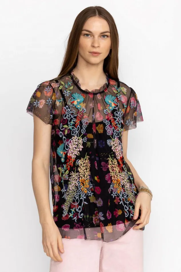 Women RHEIA MESH BLOUSE Rhea Johnny Was Tops Women RHEIA MESH BLOUSE Rhea Johnny Was Tops