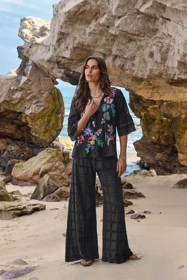 Women RHIANNON EASY PANT Black Johnny Was Bottoms Women RHIANNON EASY PANT Black Johnny Was Bottoms