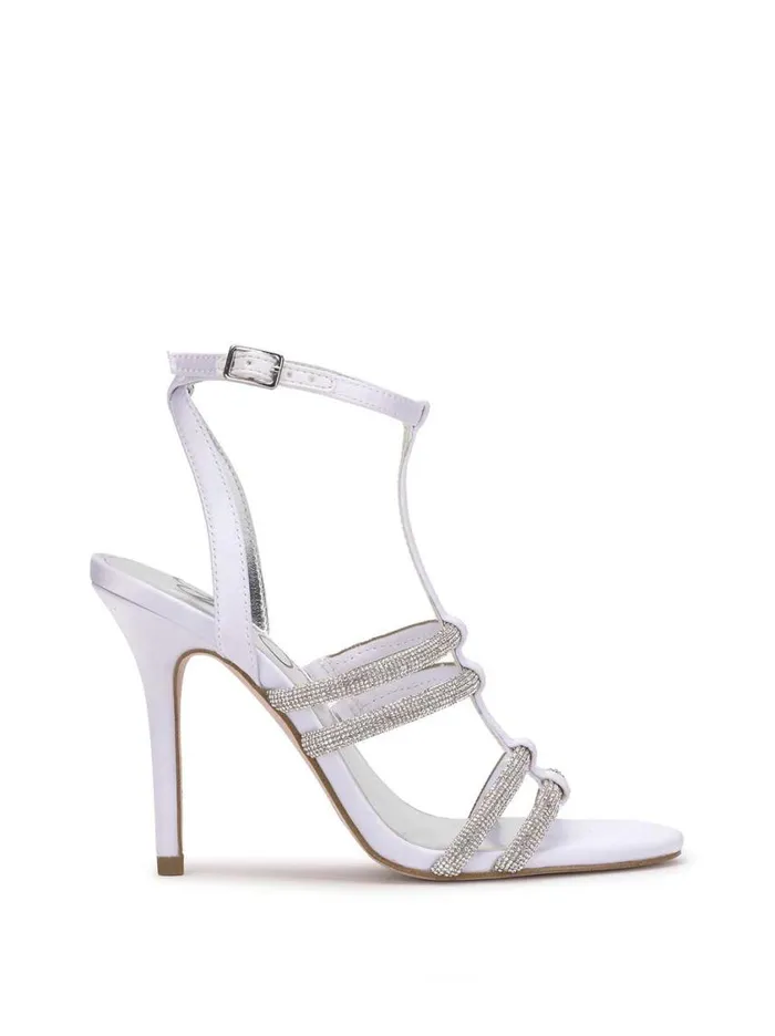 Women Sandals Jessica Simpson Tiannah TStrap High Heel In White