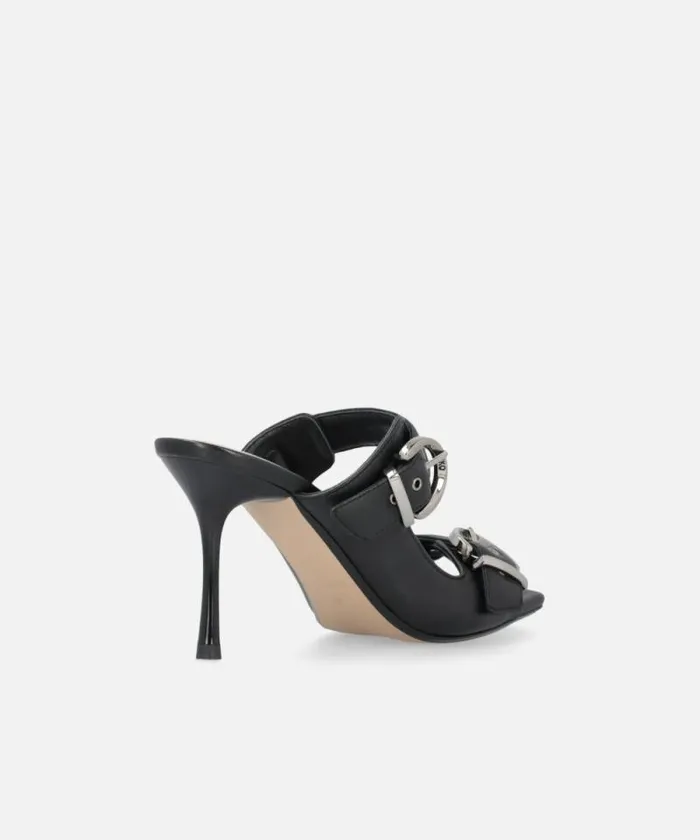 Women Sandals Pinko Nappa Leather Sandals With Straps And Heel Limo Black Women Sandals Pinko Nappa Leather Sandals With Straps And Heel Limo Black