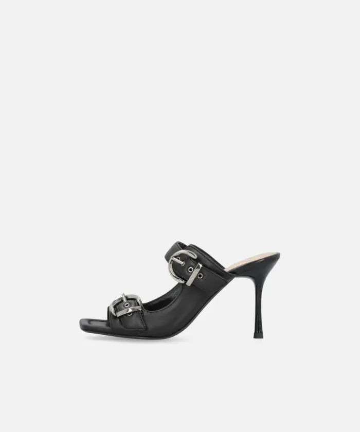 Women Sandals Pinko Nappa Leather Sandals With Straps And Heel Limo Black Women Sandals Pinko Nappa Leather Sandals With Straps And Heel Limo Black