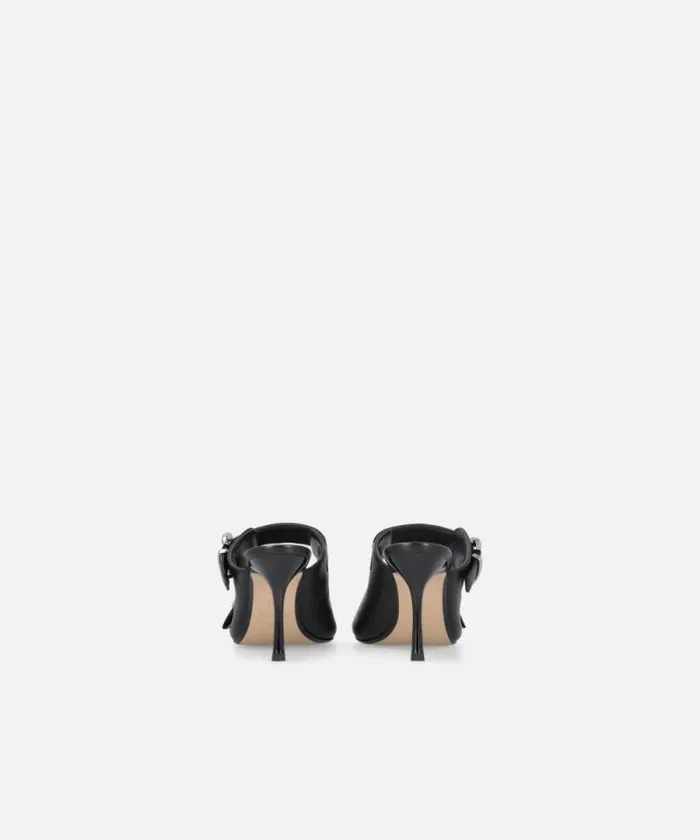 Women Sandals Pinko Nappa Leather Sandals With Straps And Heel Limo Black Women Sandals Pinko Nappa Leather Sandals With Straps And Heel Limo Black