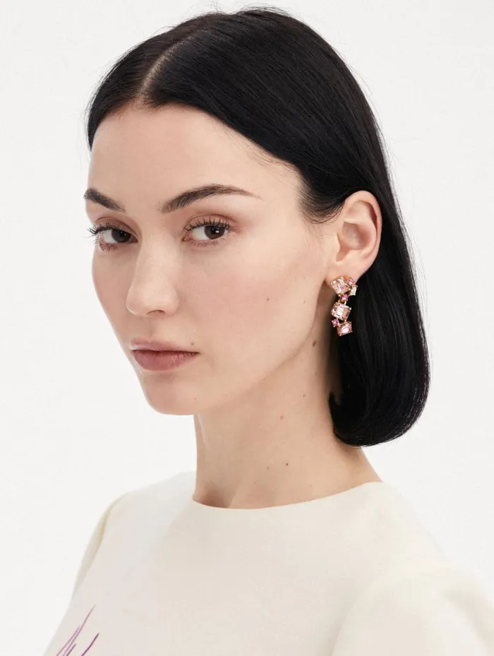 Women Scramble Crystal Drop Earrings Rose Oscar De La Renta Earrings Women Scramble Crystal Drop Earrings Rose Oscar De La Renta Earrings