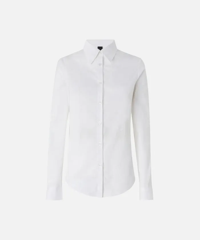 Women Shirts And Blouses Pinko Slimfit Stretch Poplin Shit With Embroidery Bright White Women Shirts And Blouses Pinko Slimfit Stretch Poplin Shit With Embroidery Bright White