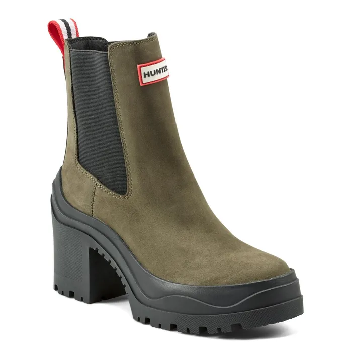 Women Short and Ankle Boots Hunter Boots Miana Heeled Waterproof Chelsea Boots Dark Green Women Short and Ankle Boots Hunter Boots Miana Heeled Waterproof Chelsea Boots Dark Green