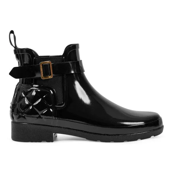 Women Short and Ankle Boots Hunter Boots Quilted Gloss Refined Slim Fit Chelsea Boots Black Women Short and Ankle Boots Hunter Boots Quilted Gloss Refined Slim Fit Chelsea Boots Black