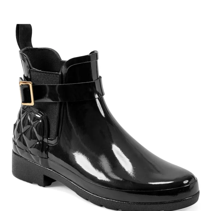 Women Short and Ankle Boots Hunter Boots Quilted Gloss Refined Slim Fit Chelsea Boots Black Women Short and Ankle Boots Hunter Boots Quilted Gloss Refined Slim Fit Chelsea Boots Black