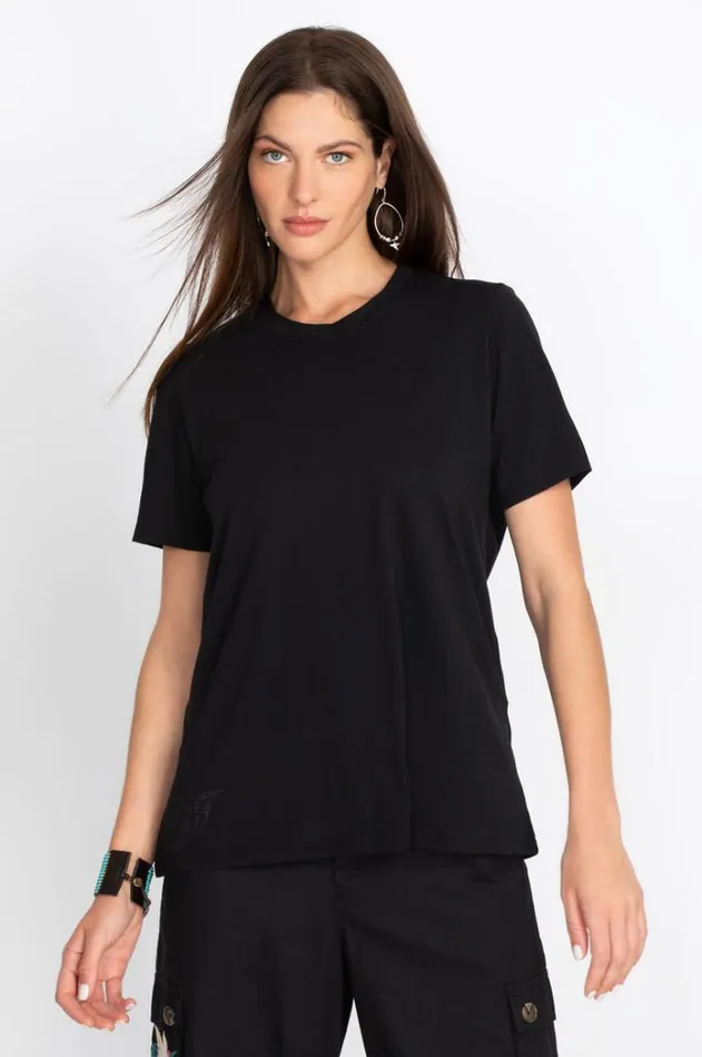 Women Short Sleeve Crew Neck Layering Tee Black Johnny Was Tops Women Short Sleeve Crew Neck Layering Tee Black Johnny Was Tops