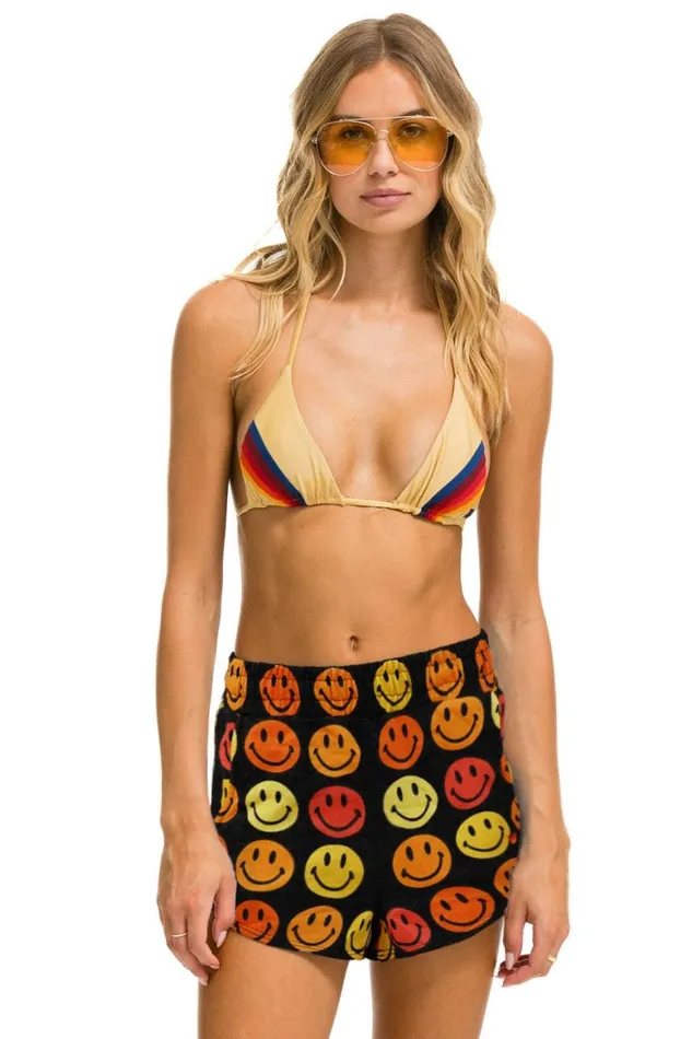Women Shorts Aviator Nation Smiley Bingo Lounger Short 8211 Black
