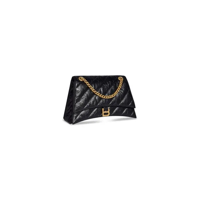 Women Shoulder Bags Balenciaga Crush Medium Chain Bag Quilted In Black