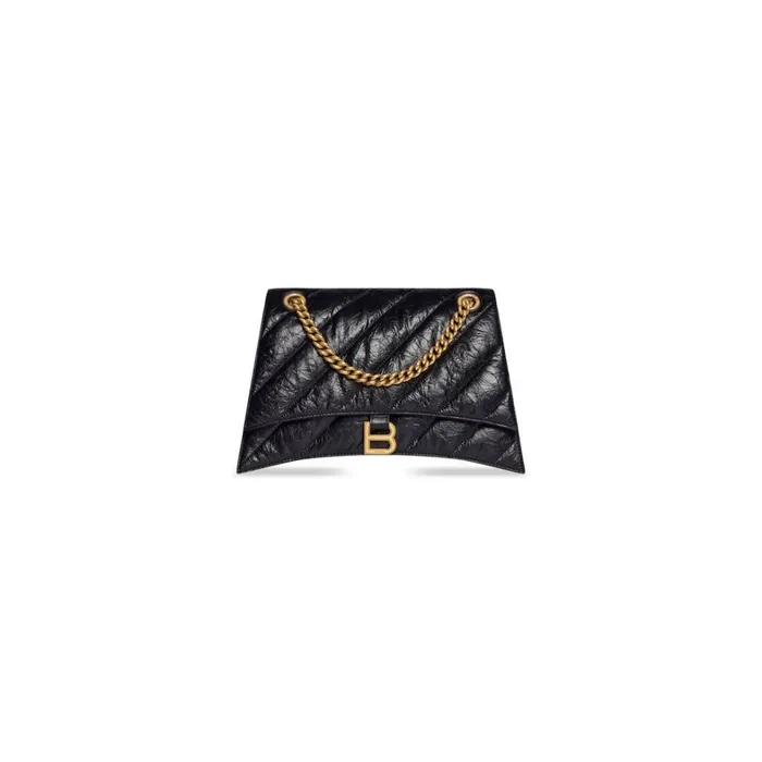 Women Shoulder Bags Balenciaga Crush Medium Chain Bag Quilted In Black
