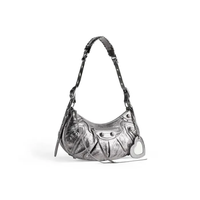 Women Shoulder Bags Balenciaga Le Cagole Small Shoulder Bag Metallized In Silver