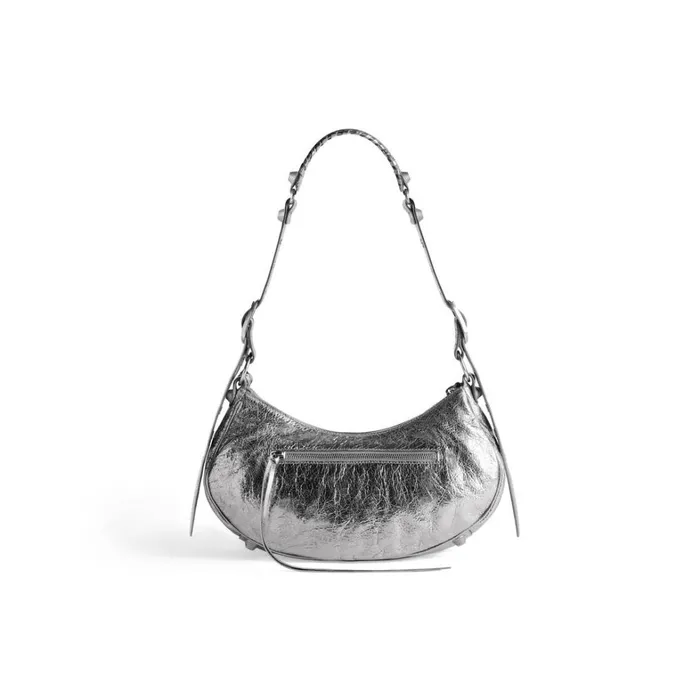 Women Shoulder Bags Balenciaga Le Cagole Small Shoulder Bag Metallized In Silver
