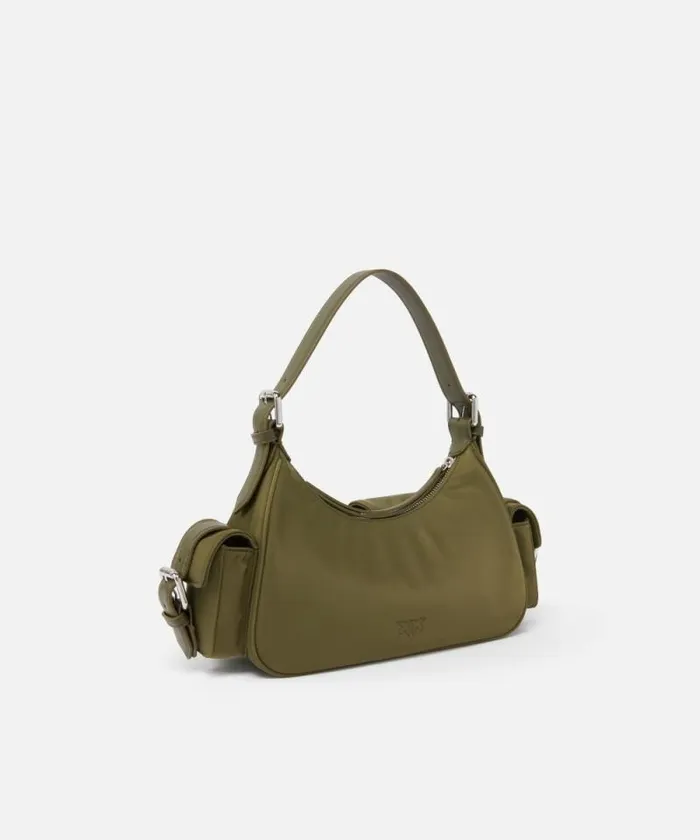 Women Shoulder Bags Pinko Cargo Bag In Recycled Technical Fabric Plantationshiny Nickel Women Shoulder Bags Pinko Cargo Bag In Recycled Technical Fabric Plantationshiny Nickel