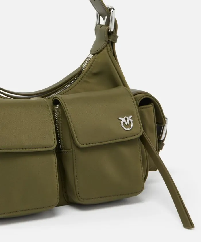 Women Shoulder Bags Pinko Cargo Bag In Recycled Technical Fabric Plantationshiny Nickel Women Shoulder Bags Pinko Cargo Bag In Recycled Technical Fabric Plantationshiny Nickel
