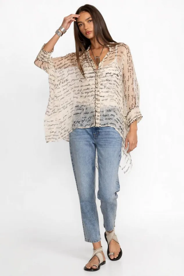 Women SINCERELY YOURS SILK BLOUSE Sincerly Yours Johnny Was Tops Women SINCERELY YOURS SILK BLOUSE Sincerly Yours Johnny Was Tops