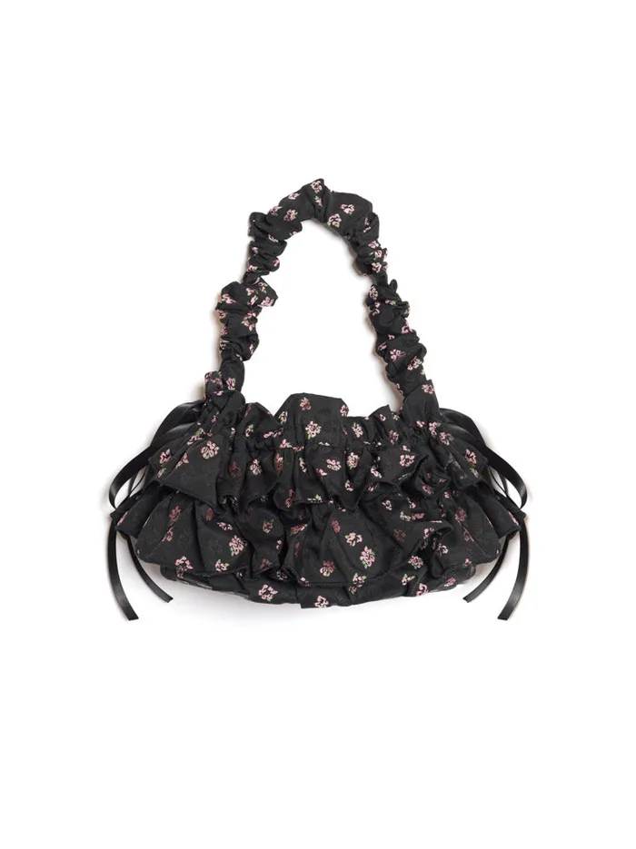 Women Sister Jane DREAM Pepper Floral Ruffle Bag Pink Folral Black