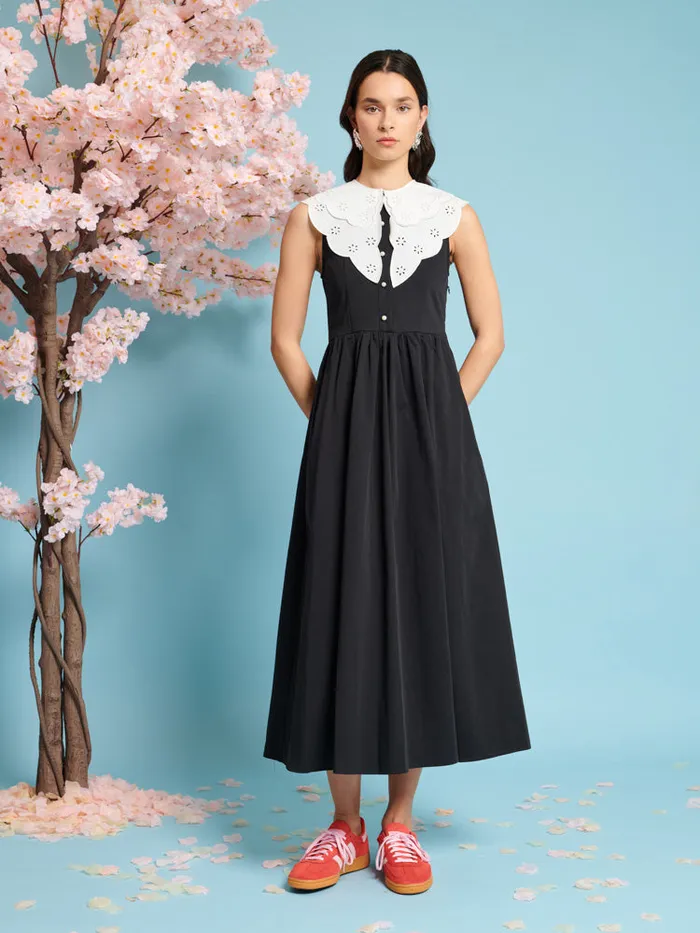 Women Sister Jane Dresses Ara Collar Midi Dress Coal Black
