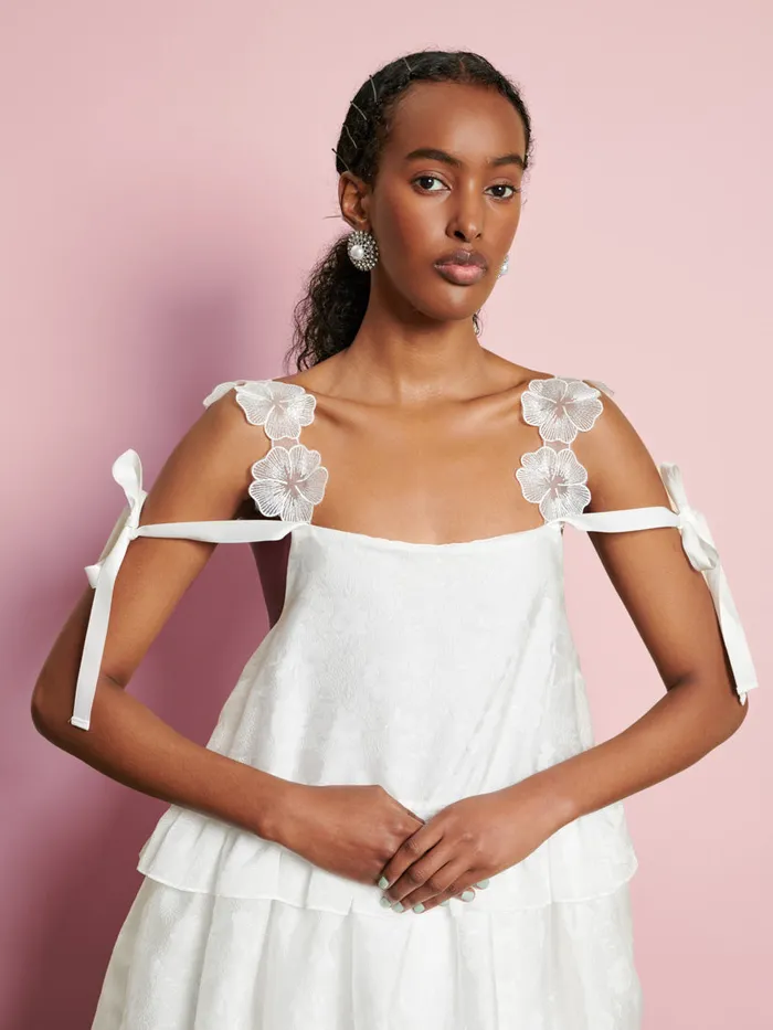 Women Sister Jane Dresses DREAM Wildflower Mini Dress Pearled Ivory