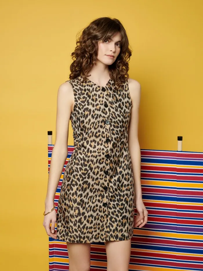 Women Sister Jane Dresses Ghospell Patty Leopard Mini Dress Brown Leopard