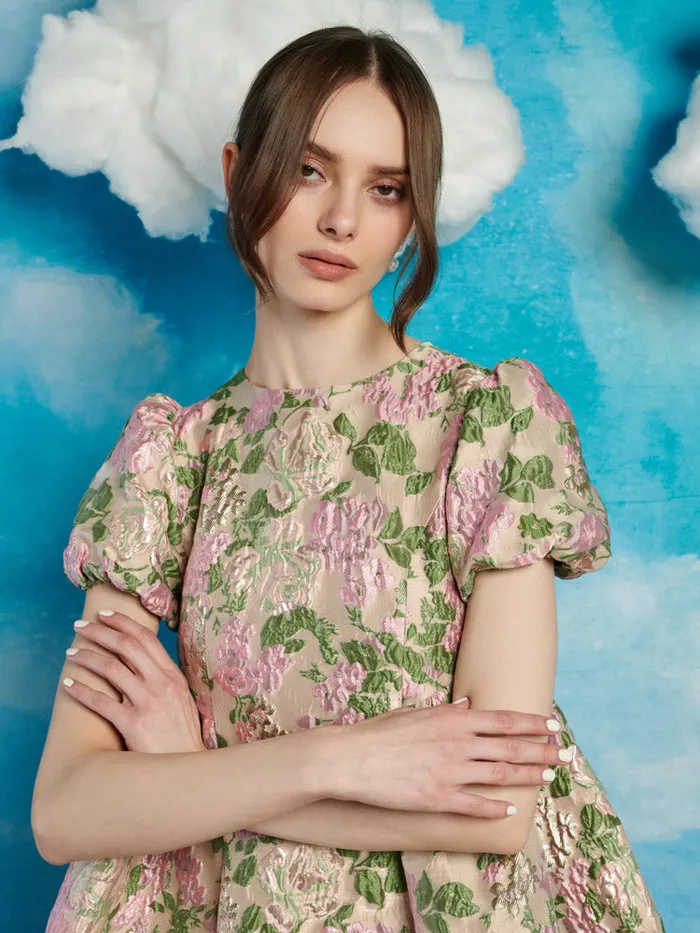 Women Sister Jane Dresses Mountain Song Jacquard Mini Dress Nude Green Pink