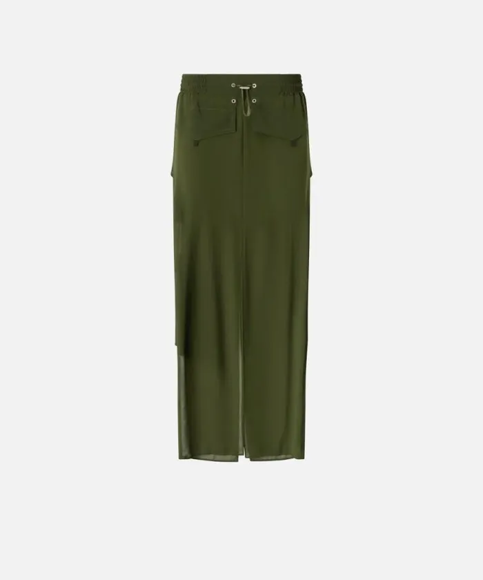 Women Skirts Pinko Long Georgette Skirt With Pockets Green Rainforest