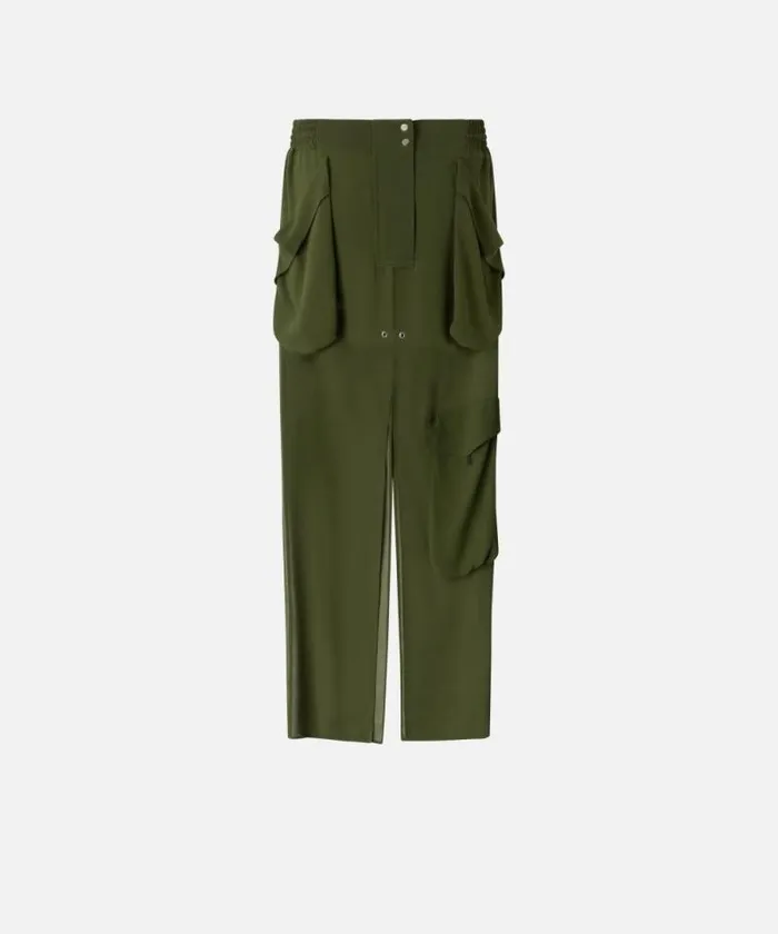 Women Skirts Pinko Long Georgette Skirt With Pockets Green Rainforest