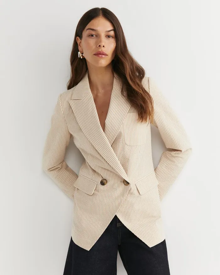 Women Sportscraft Blazers Nikoo Stripe Jacket Tanwhite