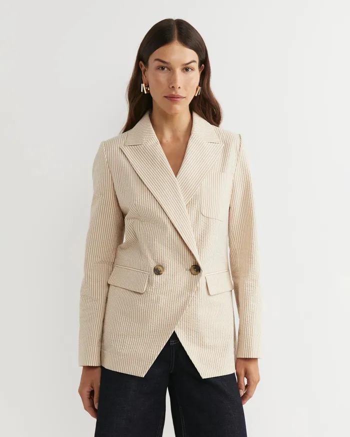 Women Sportscraft Blazers Nikoo Stripe Jacket Tanwhite