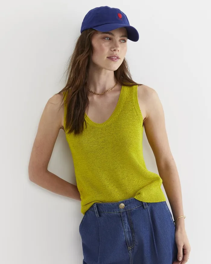 Women Sportscraft Knits and Cardigans Josie Tape Yarn Singlet Celery