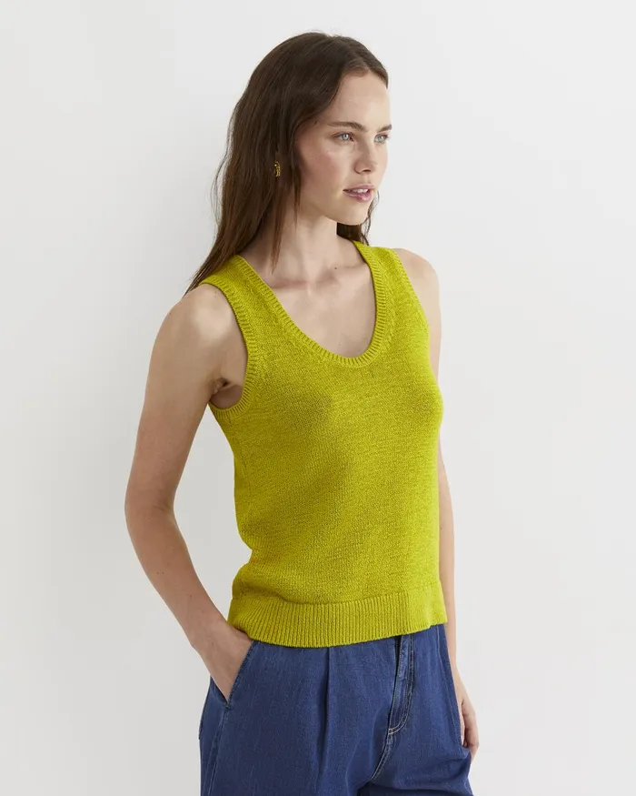 Women Sportscraft Knits and Cardigans Josie Tape Yarn Singlet Celery