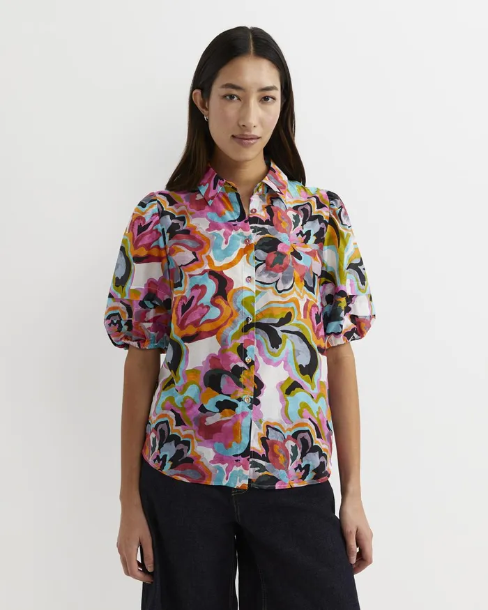 Women Sportscraft Shirts Fiola Lantern Sleeve Blouse Multi
